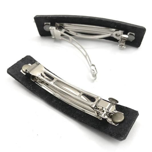 Blue & Silver Ocean Waves / Spirals Eco-Friendly Leather Hair Clip / Barrette